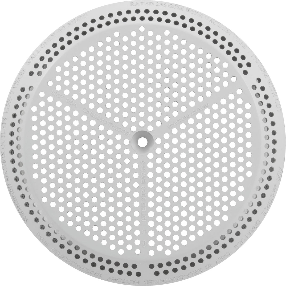 Suction Cover, BWG/GG, 4-7/8", 179/256 gpm, White : 30240U-WH