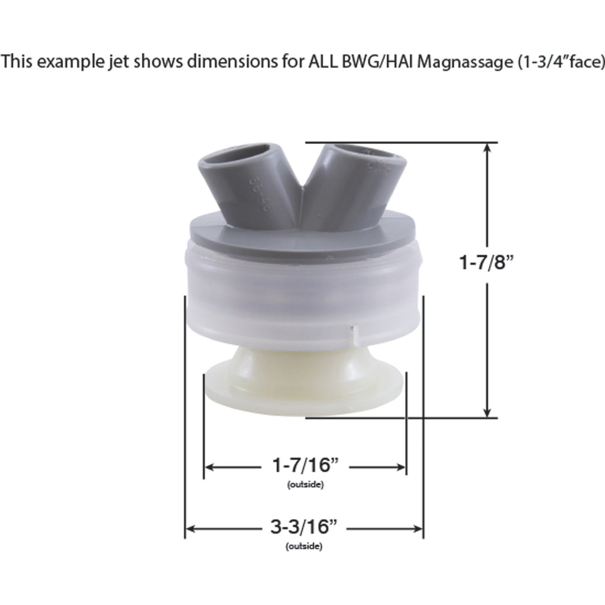 Nozzle, BWG/HAI Magnaflo, Eyeball w/Cage,  White : 10-4826WHT