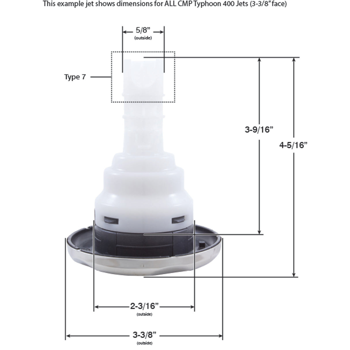Jet Intl, CMP Typhoon 400, 3-3/8"fd, Dir, Scal, SS/Graph Gry : 23442-112-000