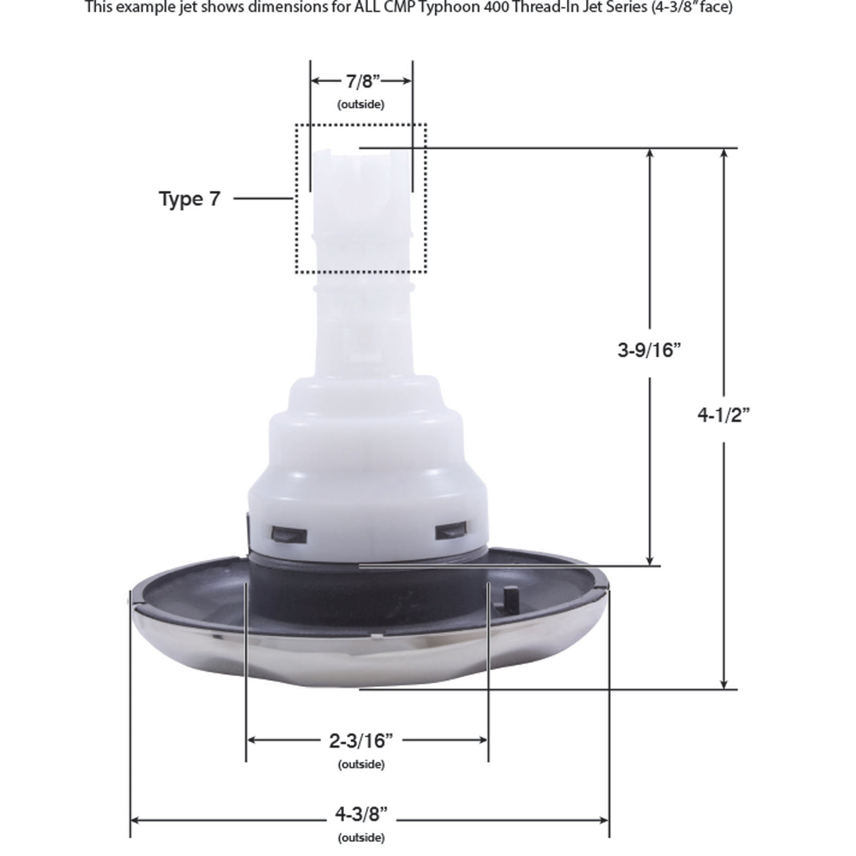 Jet Intl, CMP Typhoon 400, 4-3/8"fd, 2 Roto, Scal, SS/Graph Gry : 23442-222-000