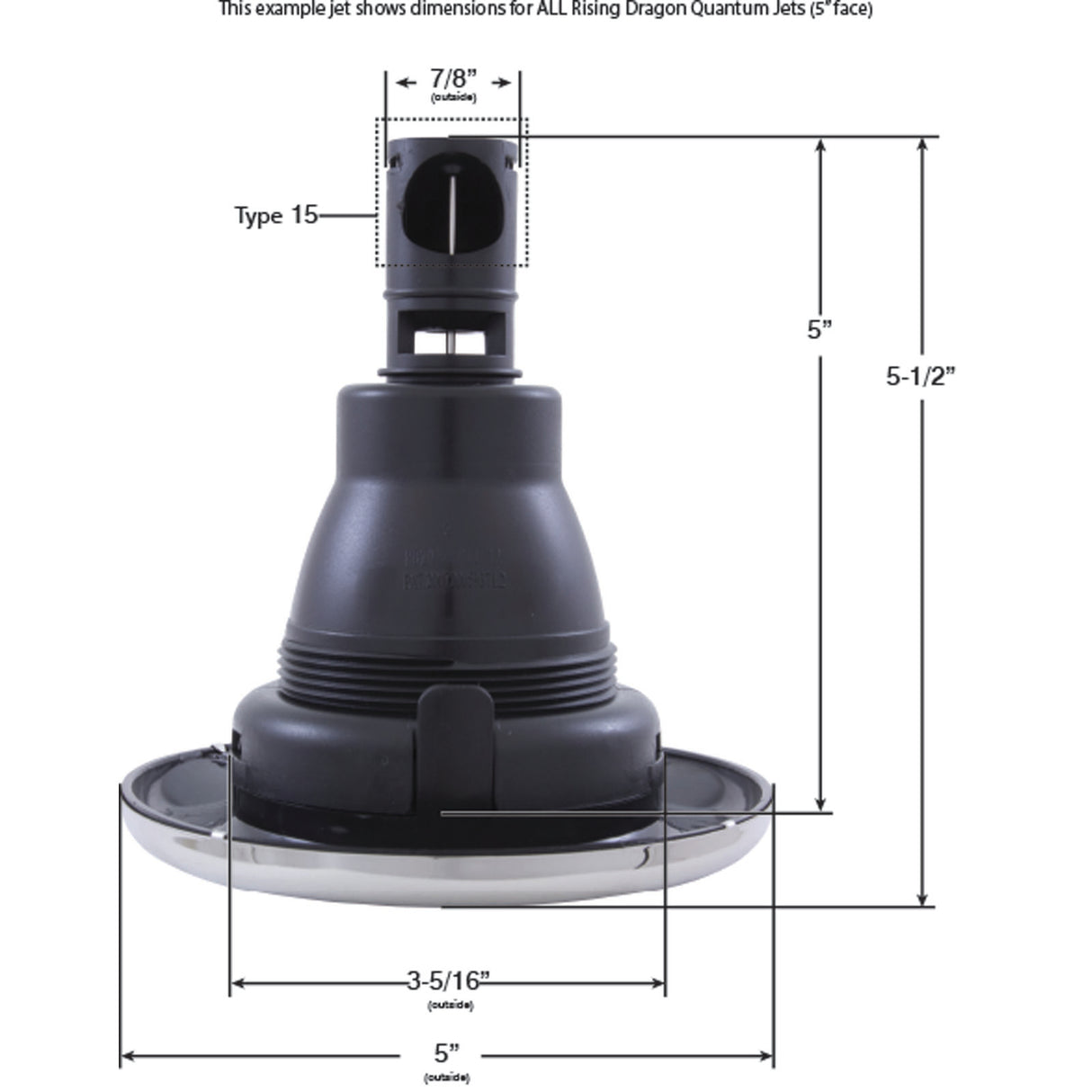 Jet Intl, RD Quantum, 5"fd, Twin Roto, Smth, SS/Blk, Thd : RD203-5421S
