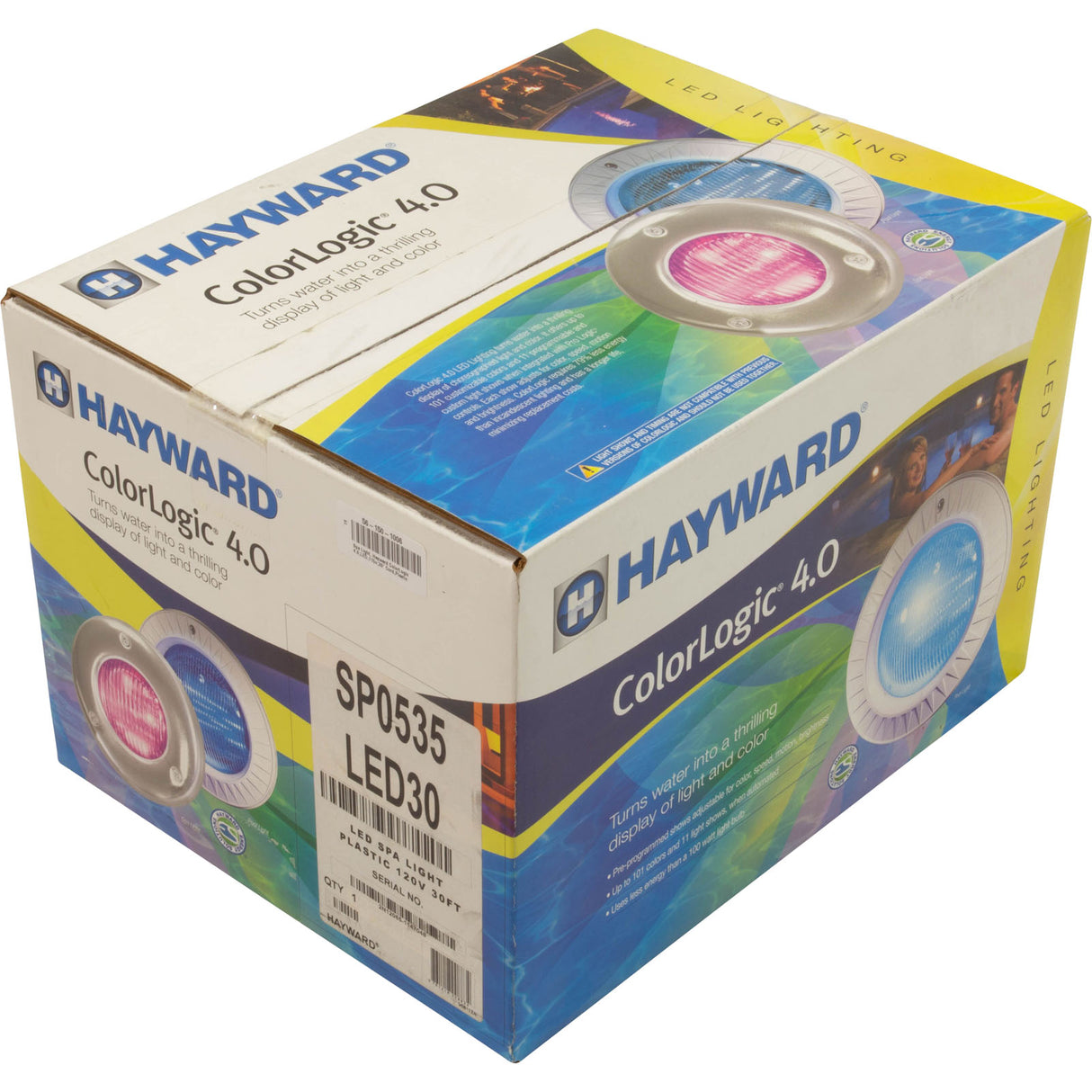 Spa Light, Hayward ColorLogic 4.0, LED, 115v, 30' Cord, Plastic : SP0535LED30