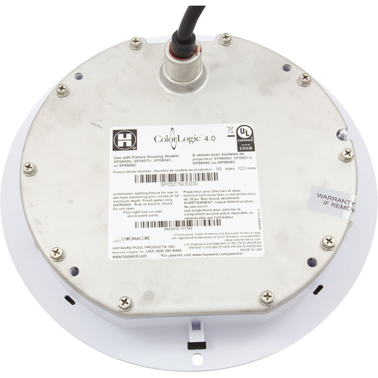 Pool Light, Hayward ColorLogic 4.0, LED, 115v, 30' Cord, SS : SP0527SLED30