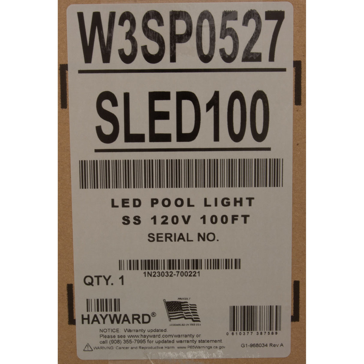Pool Light, Hayward ColorLogic 4.0, LED, 115v, 100' Cord, SS : W3SP0527SLED100