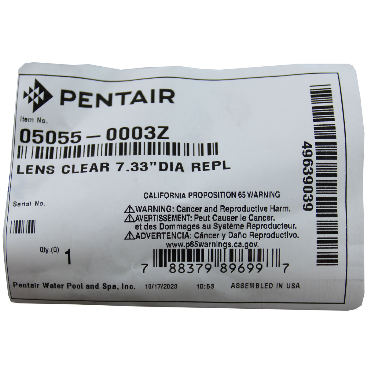 Light Lens, Swimquip Replacement, Clear, 7-5/16"fd : 05055-0003Z