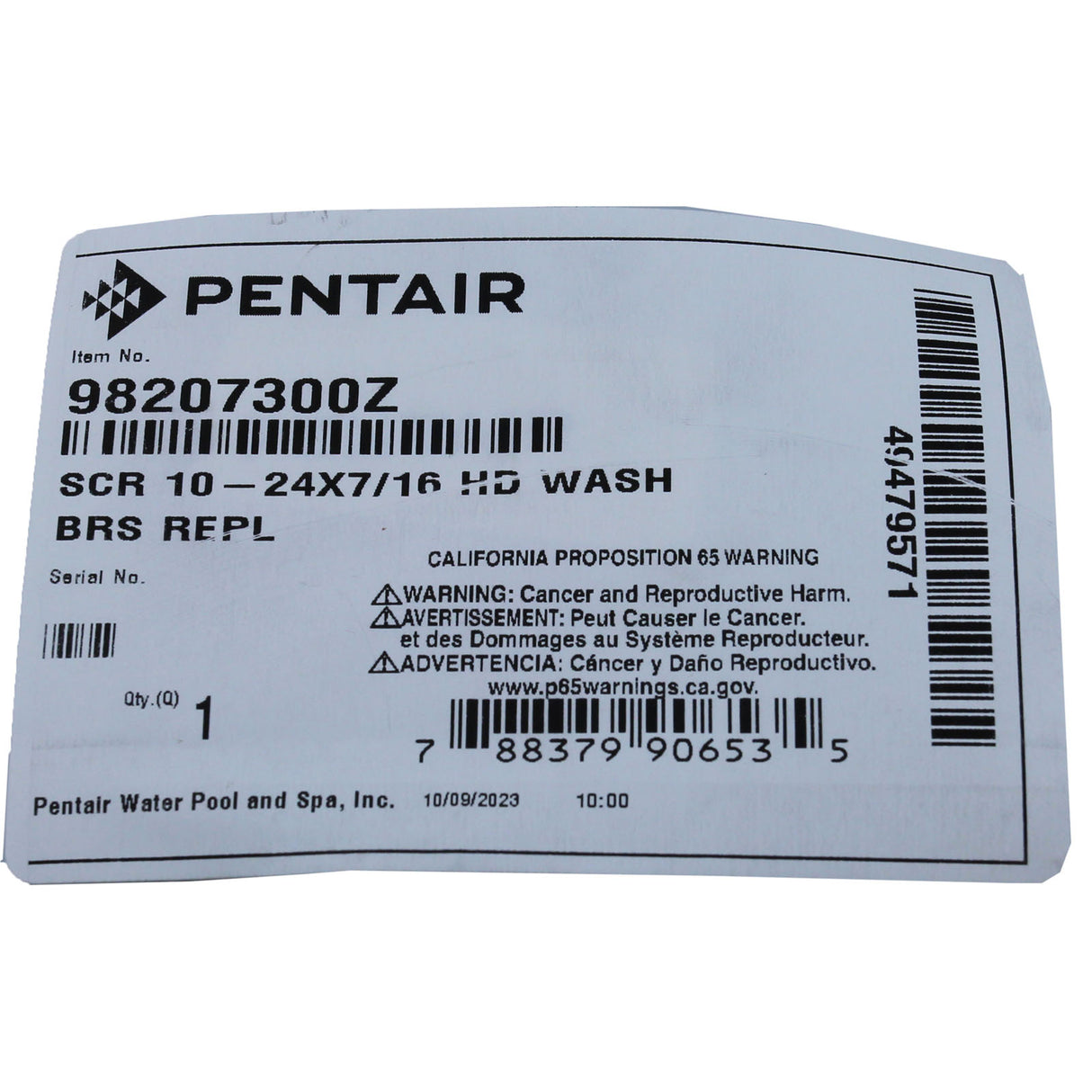 Screw, Pentair, Light Junction Box, 10-24 x 7/16" : 98207300Z