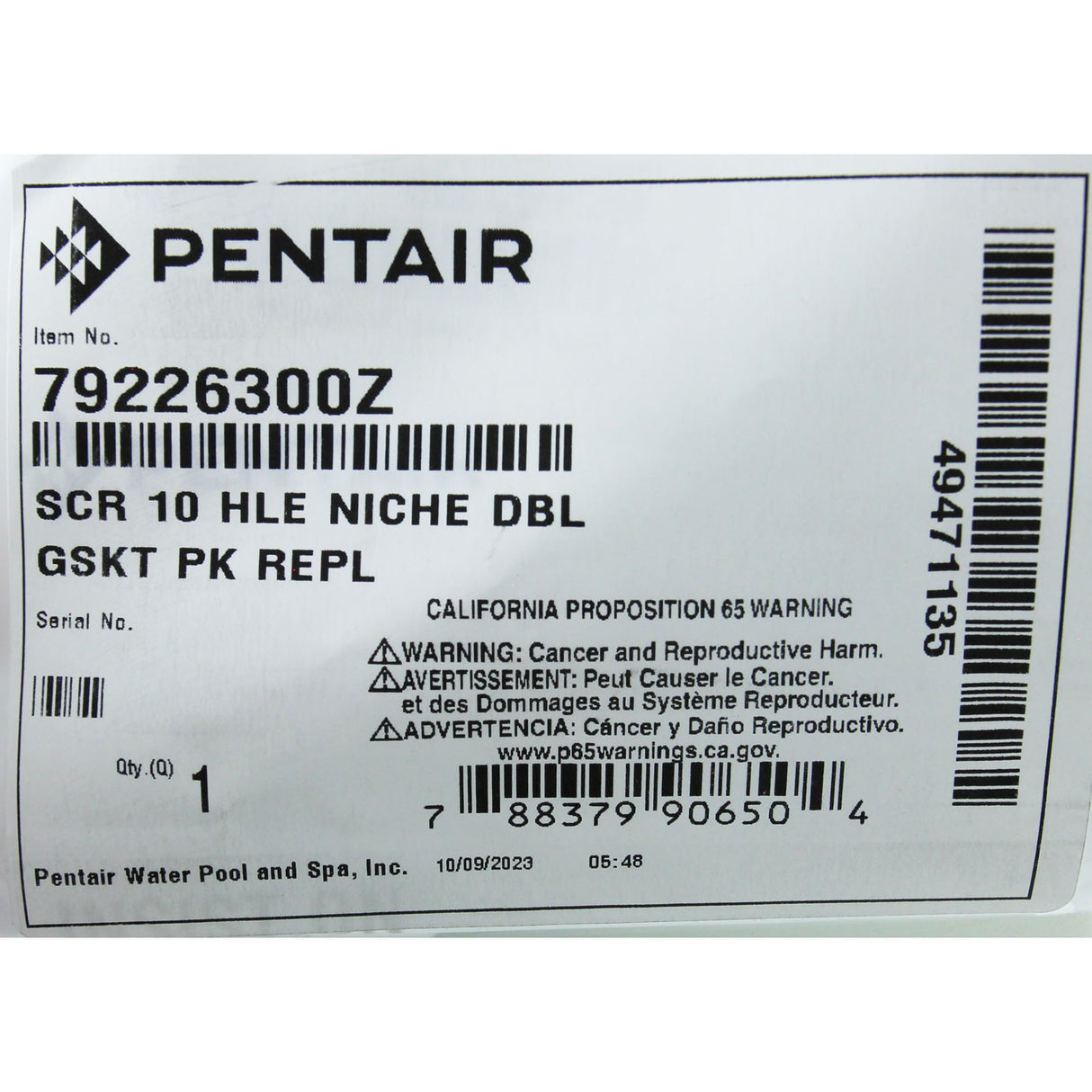 Screw Kit, Pentair, 10-Hole Niche : 79226300Z - Pentair - 79226300Z - PartsForSpas.com