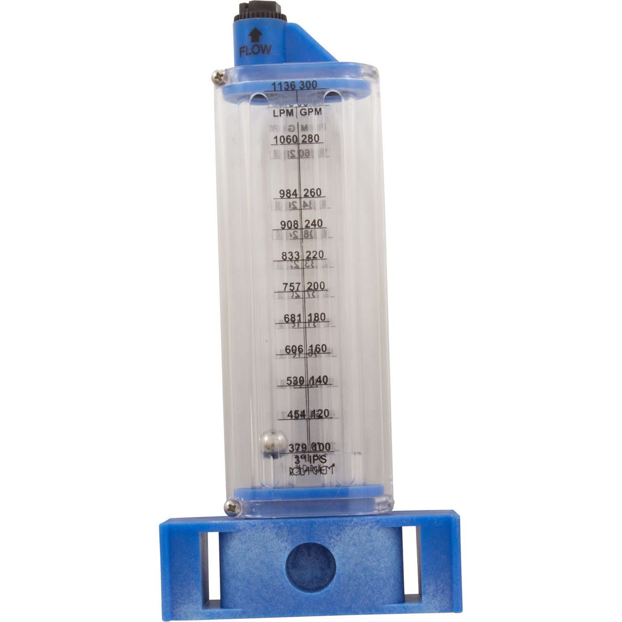 Flow Meter, 3" PVC, Vertical Mount 80-300GPM/303-1136LPM : 570371V - Rola-Chem/Paradise Industries - 757706000802 - PartsForSpas.com