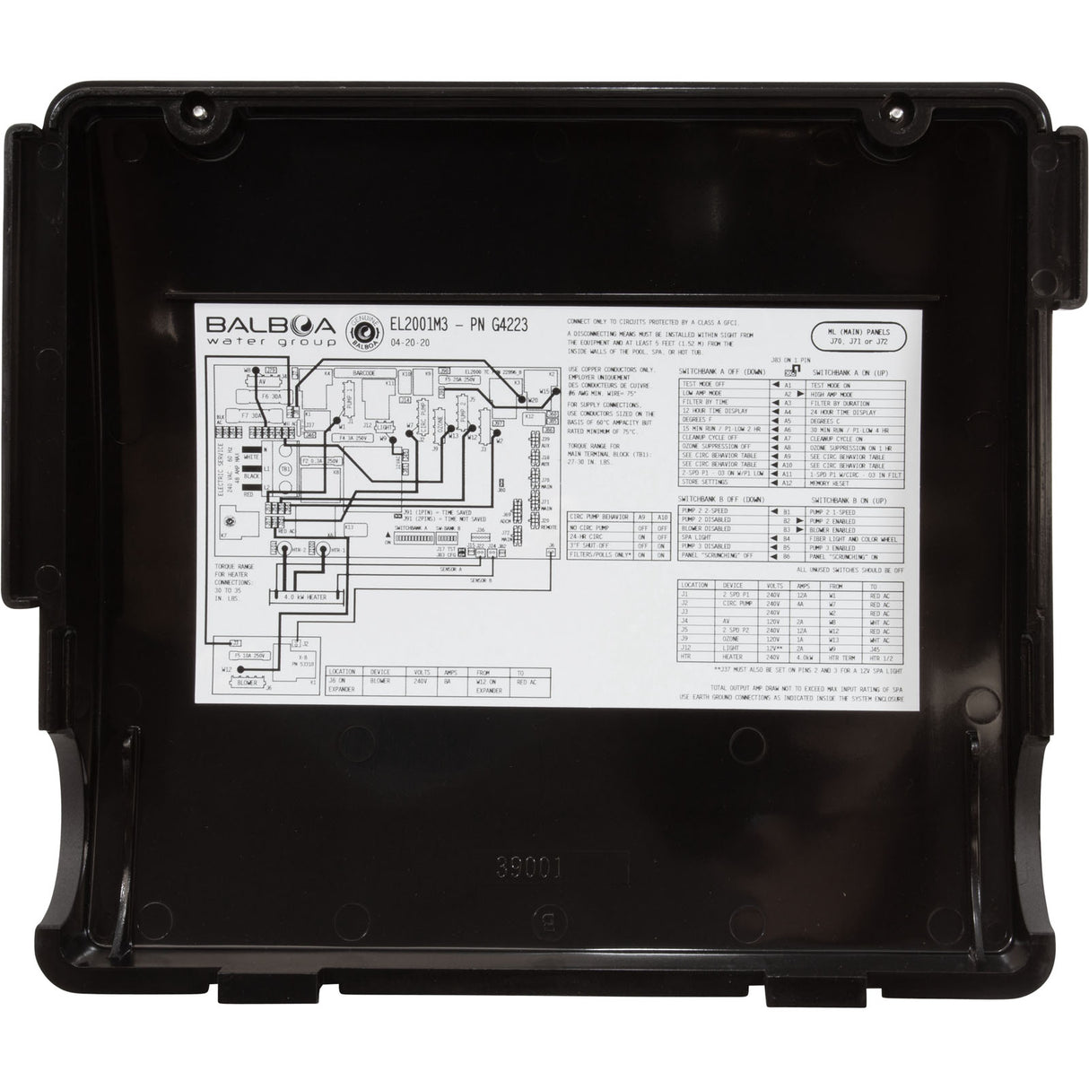 Control, Genuine BWG EL2001M3, P1 (2) , P2 (2) , Bl, 4kW, 115v/230v : G4223-01
