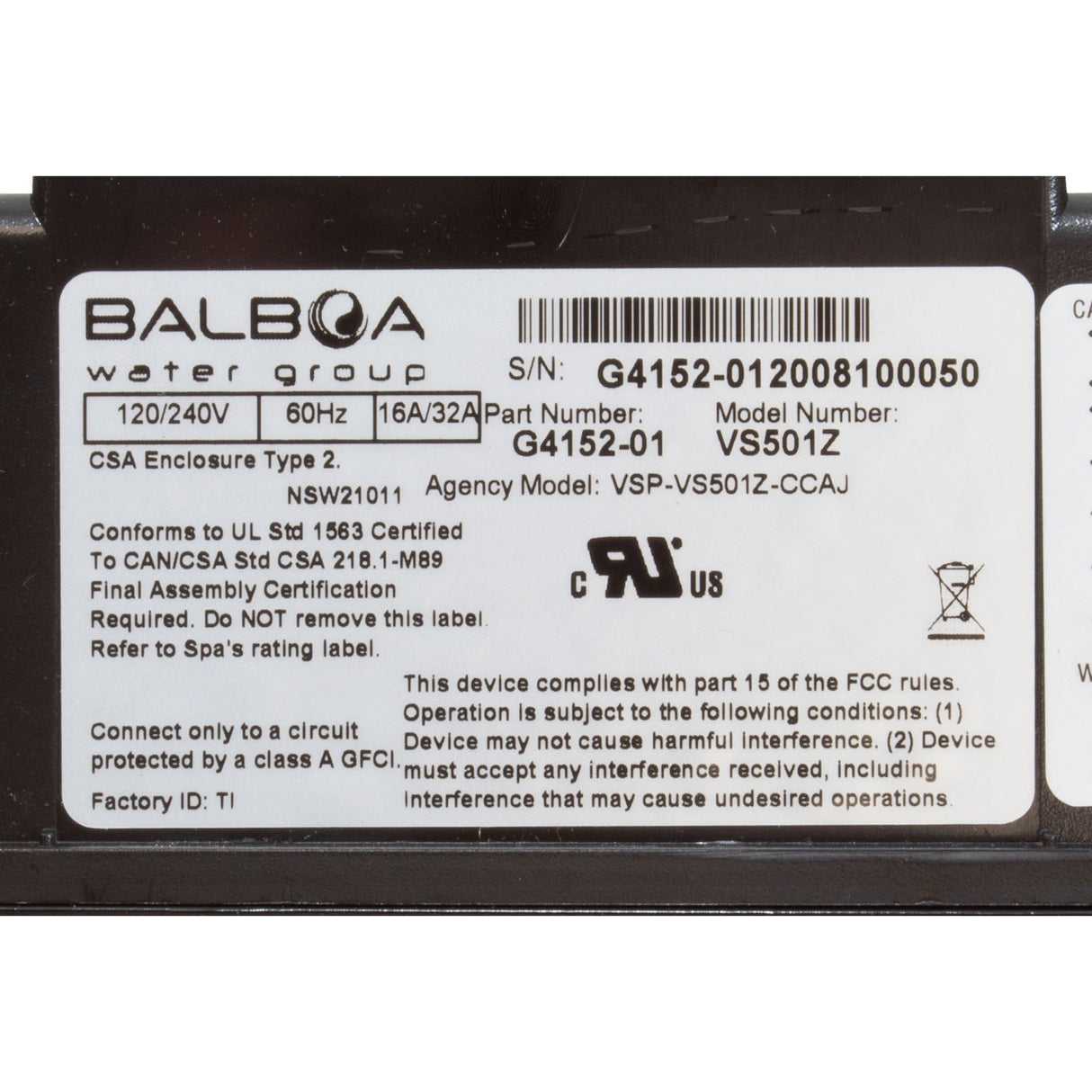 Control, BWG VS501Z, P1, P2 or Bl, Oz, Lt, 4kW, 115v/230v : G4152-01