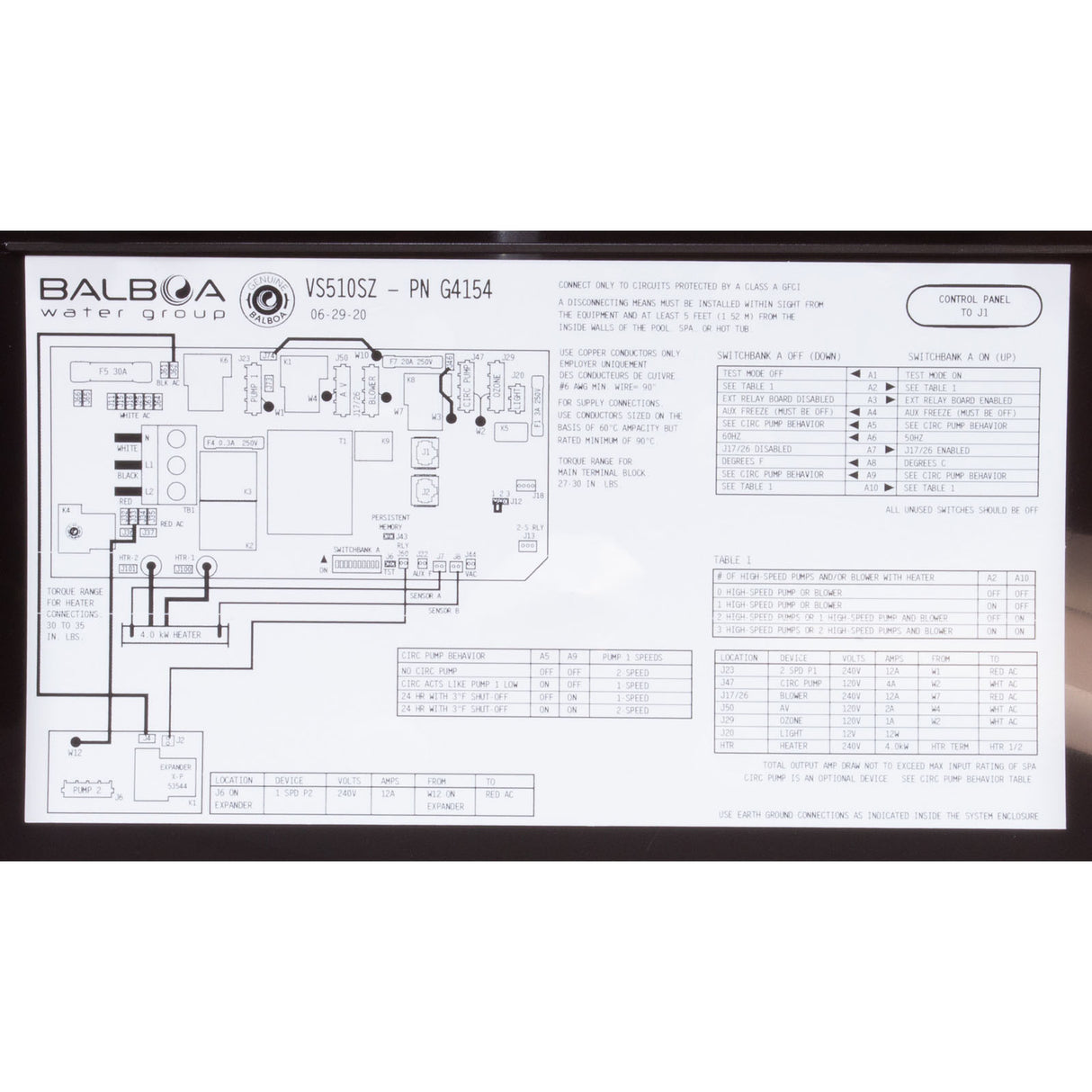 Control, BWG VS510SZ, P1, P2 1pd, Bl, 4kW, 230v, VL701S : 54218KIT