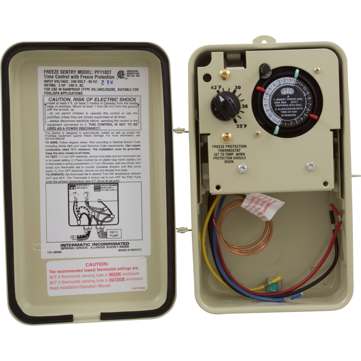 Timer, Intermatic PF1102T, 230v, w/Freeze Protection, Enclosed : PF1102T