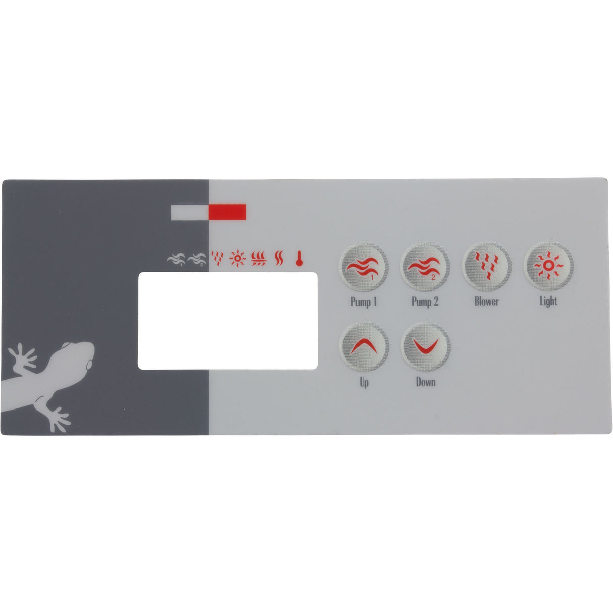Overlay, Gecko TSC-35-GE1, 6 Button, P1, P2, Bl, Lt : 9916-100381