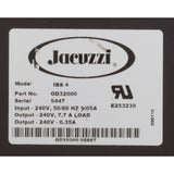 Control, Jacuzzi GD32000, 230v, Pump, Blower : GD32000
