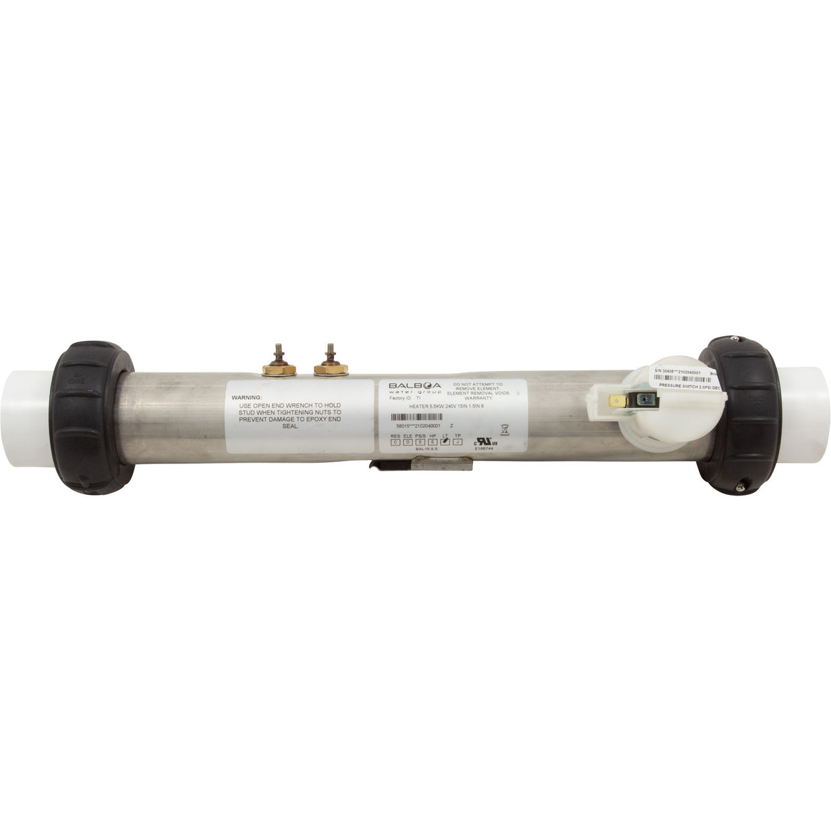 Heater, Flo Thru, Master Spas, 5.5kW, 230v, 1-1/2"s : 58015