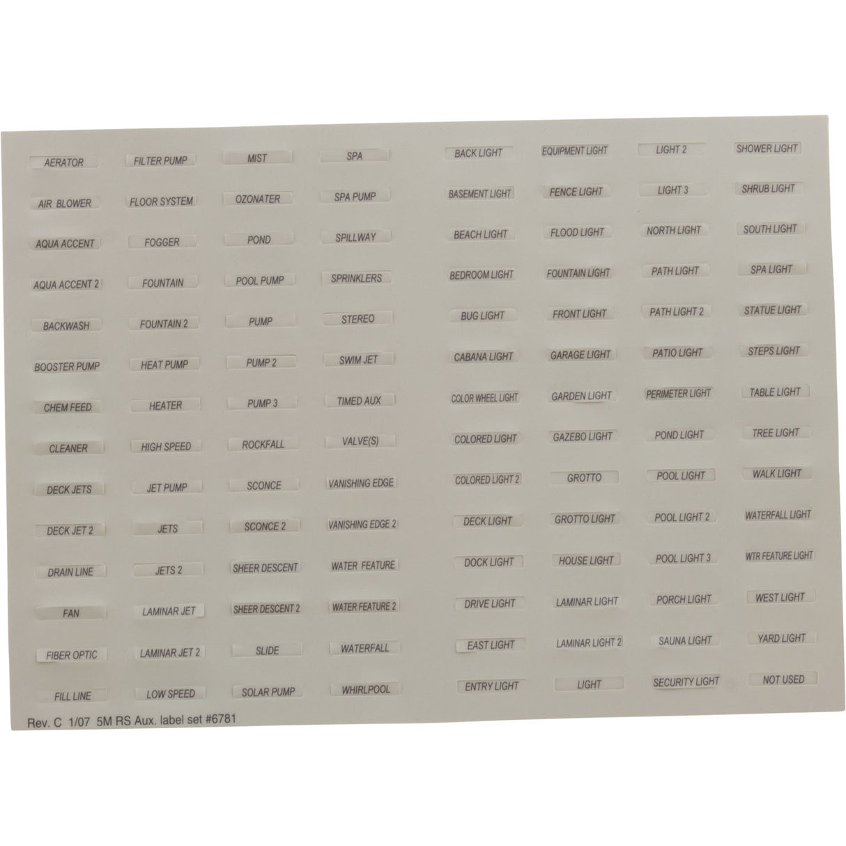 Control Panel, Jandy AquaLink RS All Button, 6 Function, P & S : 6888