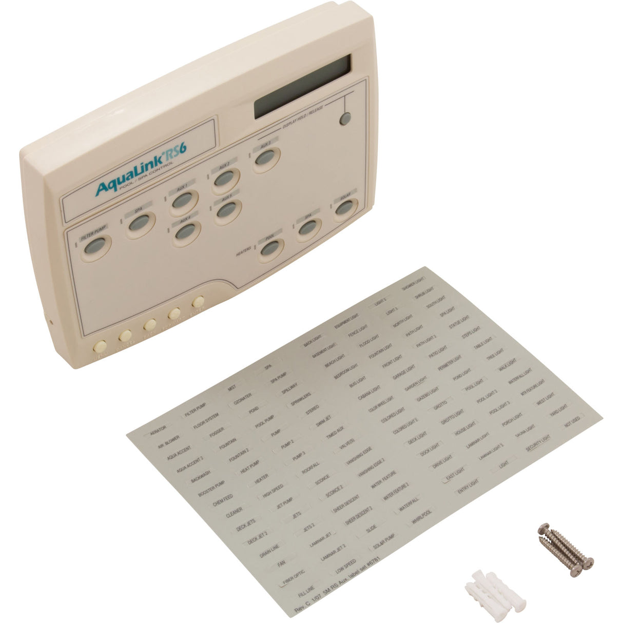Control Panel, Jandy AquaLink RS All Button, 6 Function, P & S : 6888