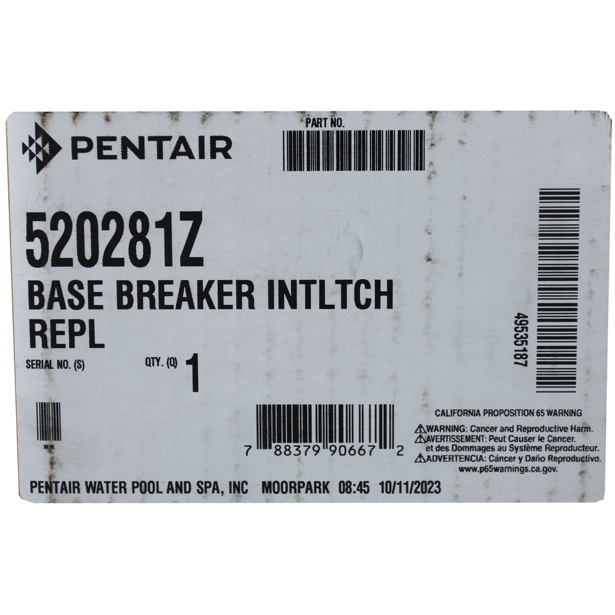 Breaker Base, Pentair IntelliTouch Load Center, 4/8 Position : 520281Z