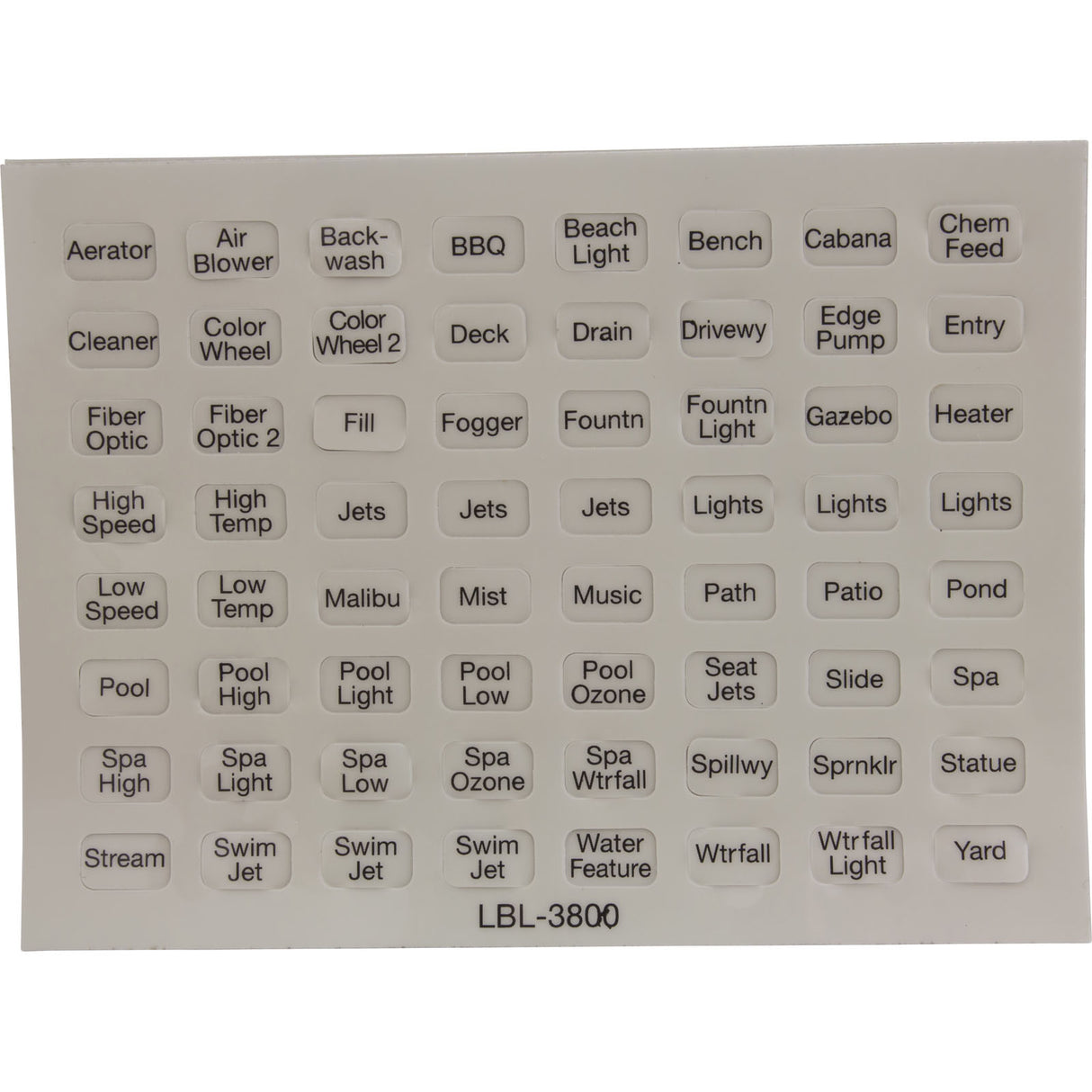 Label, Pentair, Compool, Indoor Control Panel, CP3800 : LBL3800