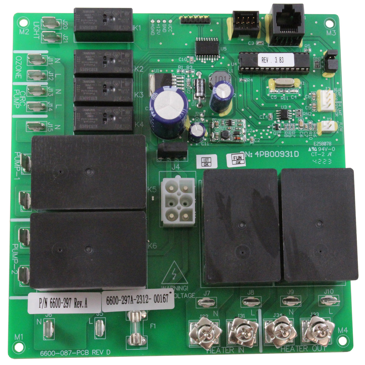 PCB, Jacuzzi J300, 2-Pump, 230V, 50/60Hz : 6600-297 - Jacuzzi/Sundance - 6600-297 - PartsForSpas.com