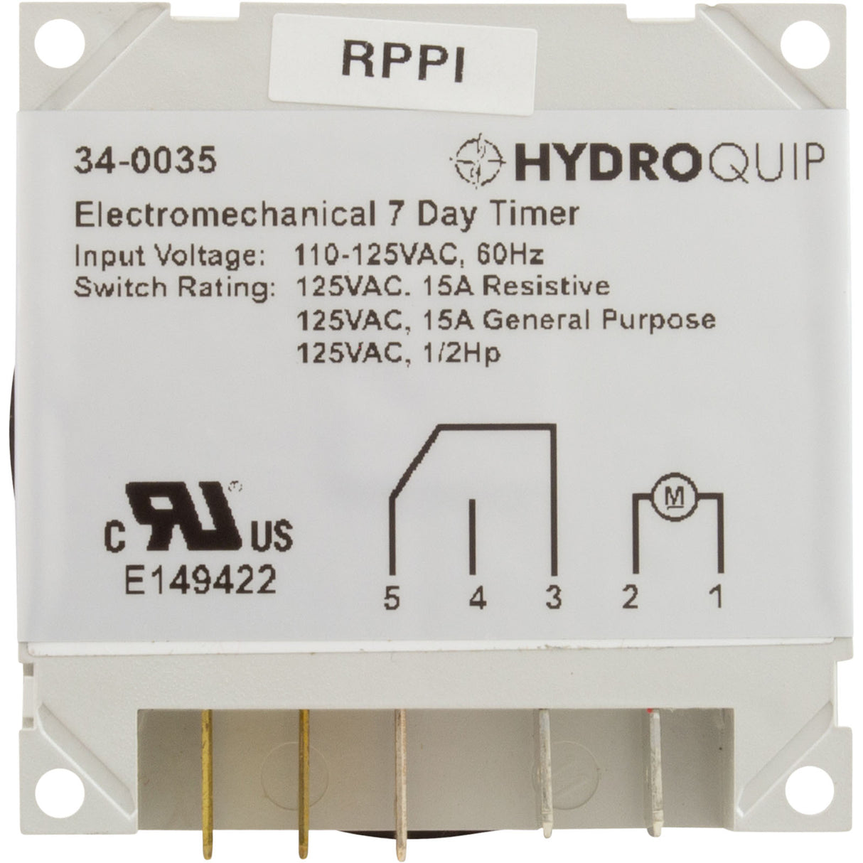 Timer, Grasslin Repl, SPDT, Panel Mount, 115v, 7day : 34-0035-K