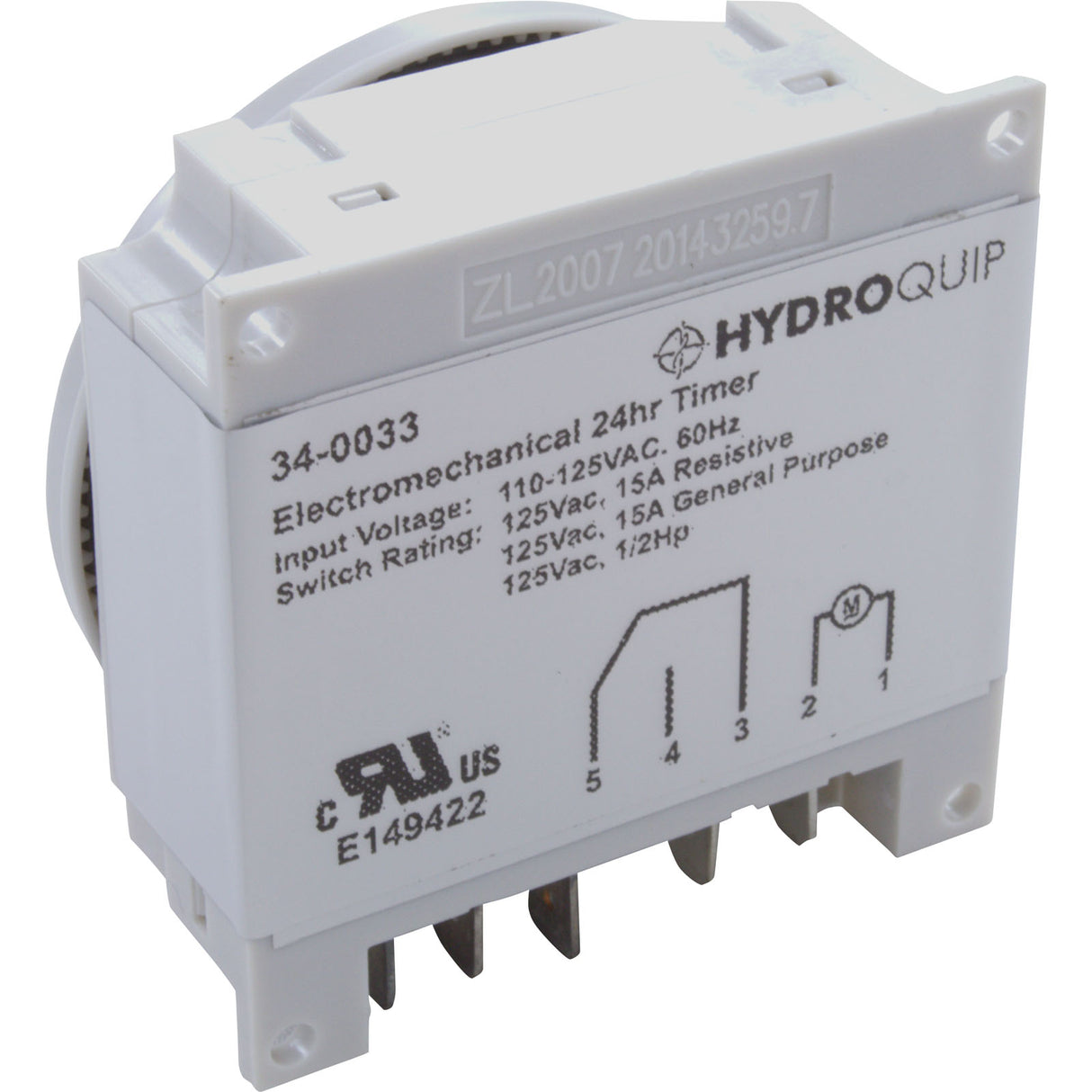Timer, Grasslin Repl, SPDT, Panel Mount, 115v, w/override, 24hr : 34-0033-K