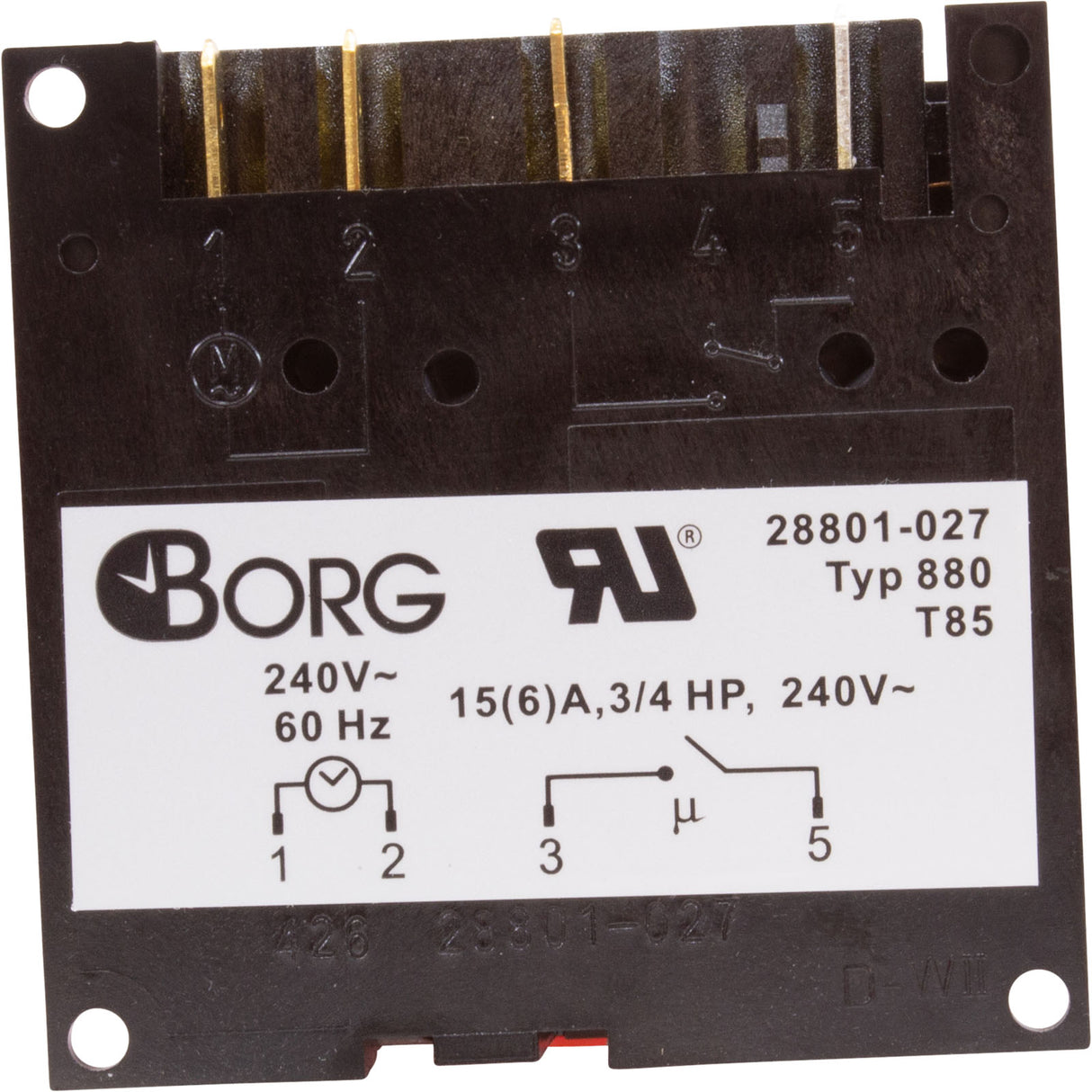 Timer, Diehl, SPST, Panel Mount, 230v, 20A, 24hr : TA4065