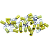 Ring Terminal, 12-10 AWG, Number 10 Stud, Yellow, Quantity 25 :