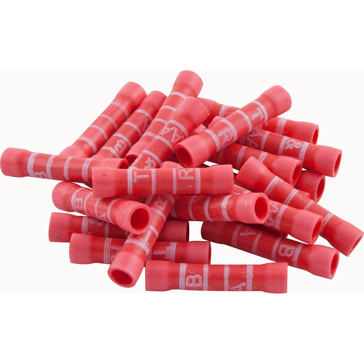 Butt Splice, 22-18 AWG, Red, Quantity 25 :