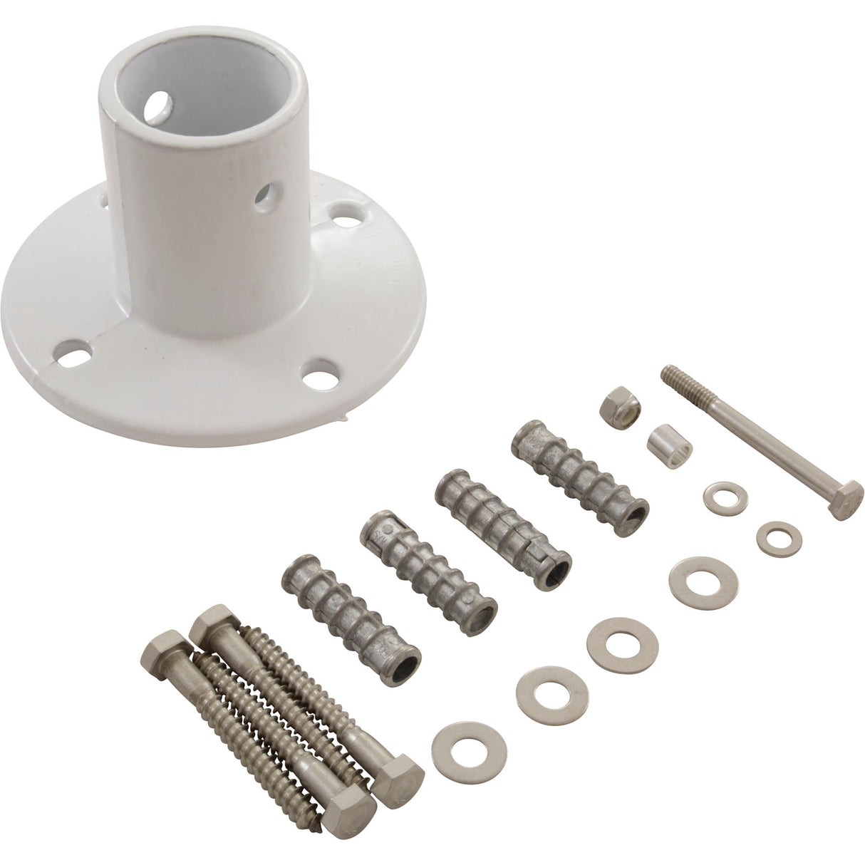 Deck Flange, Perma Cast, For Slide, 1.9", White/Aluminum : PF-3119-A - Perma-Cast LLC - PF-3119-A - PartsForSpas.com