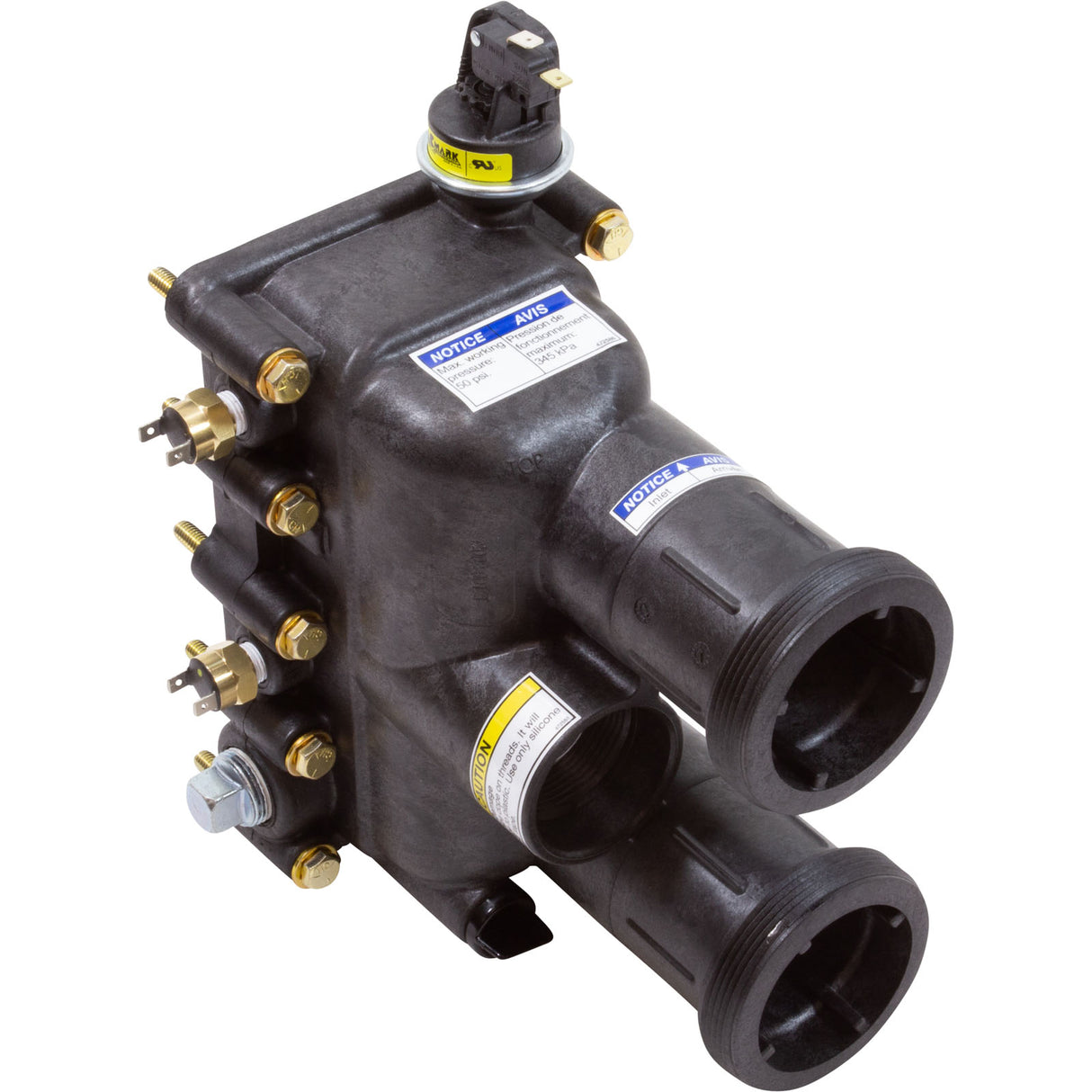 Manifold Body W/ Safeties : 77707-0205 - Pentair - 022315301542 - PartsForSpas.com