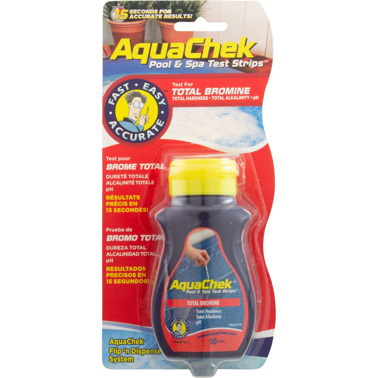 Test Strips, AquaChek Red, 4-in-1, Total Bromine, 50 ct : 521252A - AquaChek/Hach - 90944012528 - PartsForSpas.com