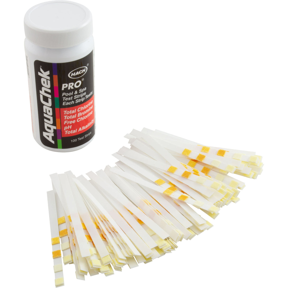 Test Strips, AquaChek Pro, 5-in-1, TC, TB, FC, pH, TA, 100 ct : 511710 - AquaChek/Hach - 190944017100 - PartsForSpas.com