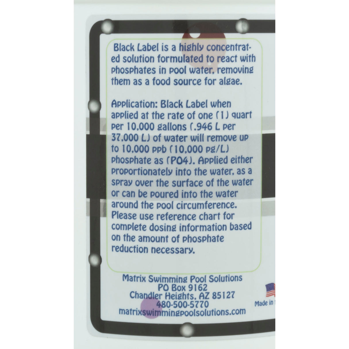 Phosphate Remover, Matrix Black Label, 64oz : C006609-BT64OF - Matrix Swimming Pool Solutions - 609613684821 - PartsForSpas.com