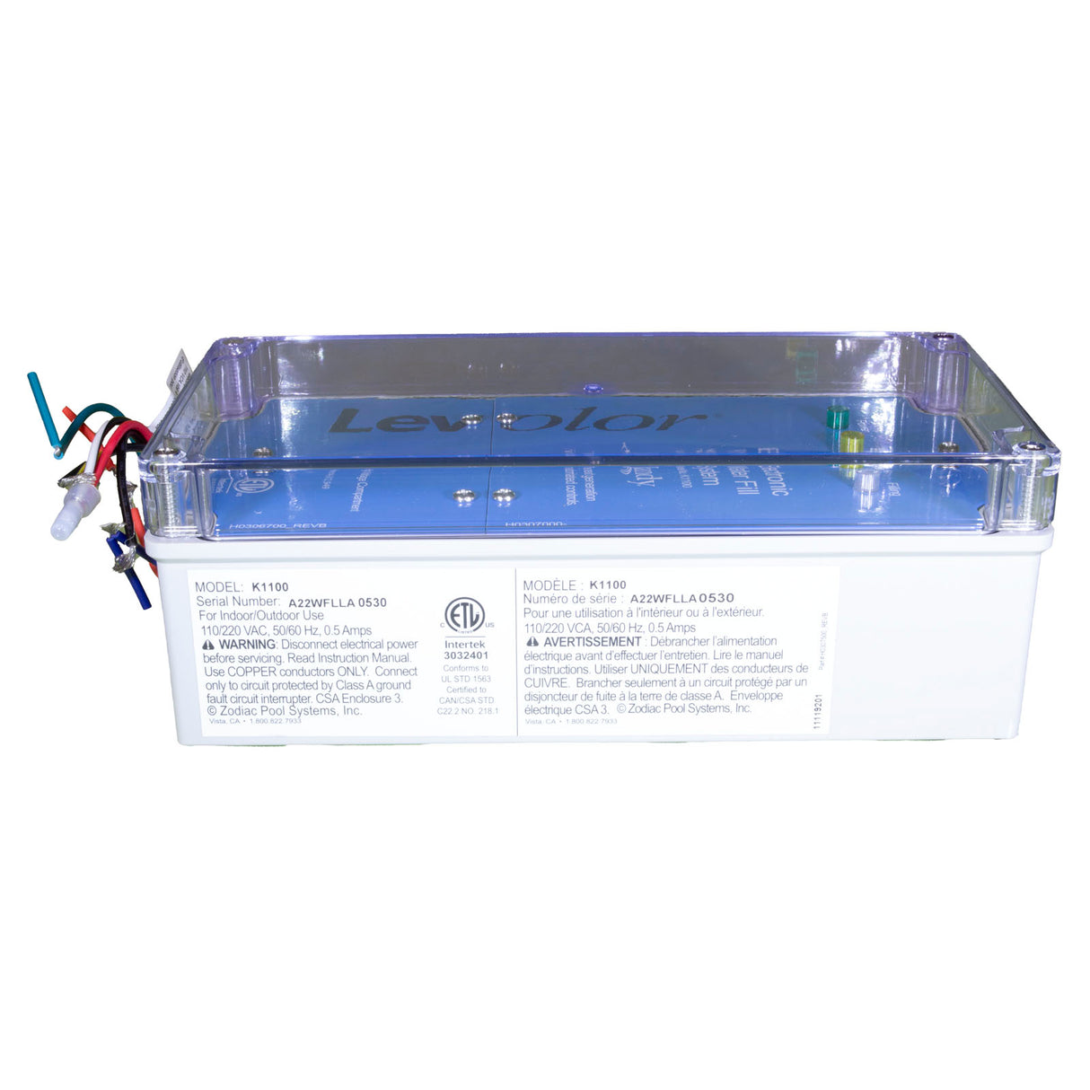 Auto Fill, Jandy Levolor K1100, Fill Only, 1", Dual Style, 50ft : K1100CKA - Zodiac - 052337029148 - PartsForSpas.com