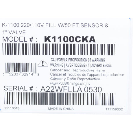 Auto Fill, Jandy Levolor K1100, Fill Only, 1", Dual Style, 50ft : K1100CKA - Zodiac - 052337029148 - PartsForSpas.com