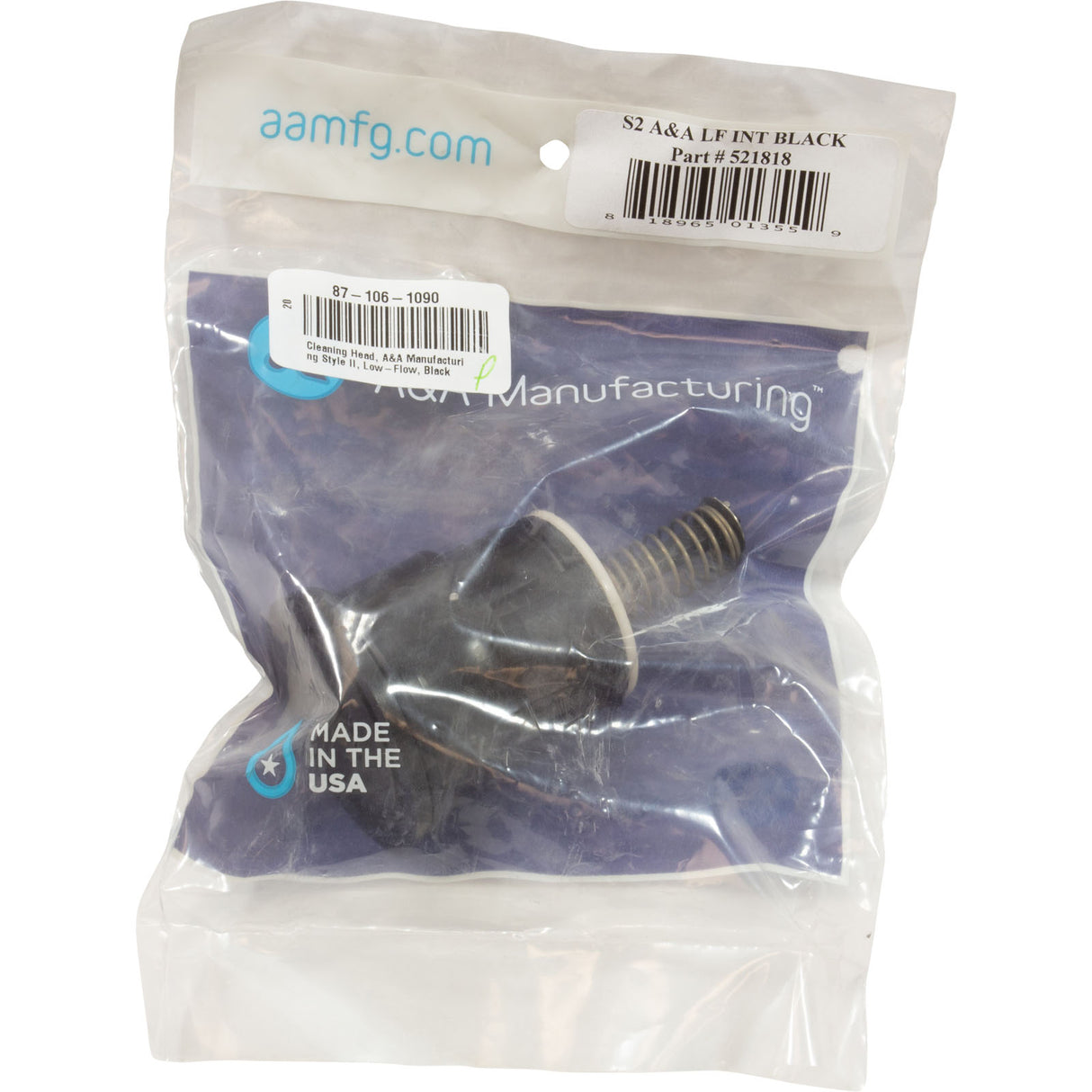 Cleaning Head, A&A Manufacturing Style II, Low-Flow, Black : 521818 - A&A Manufacturing - 521818 - PartsForSpas.com