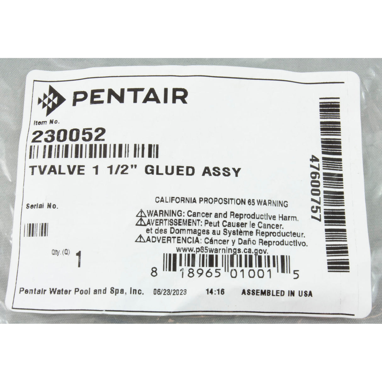 1 1/2" Glued T-Valve Assembly : 230052 - A&A Manufacturing - 818965010015 - PartsForSpas.com