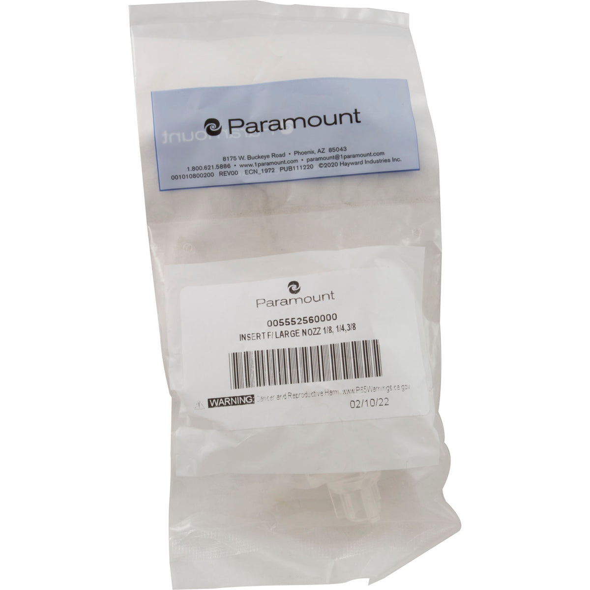 Jet Inserts, Paramount PCC2000 Nozzle, 1/8", 1/4", 3/8" : 005-552-5600-00 - Paramount Leisure Industries - 005-552-5600-00 - PartsForSpas.com