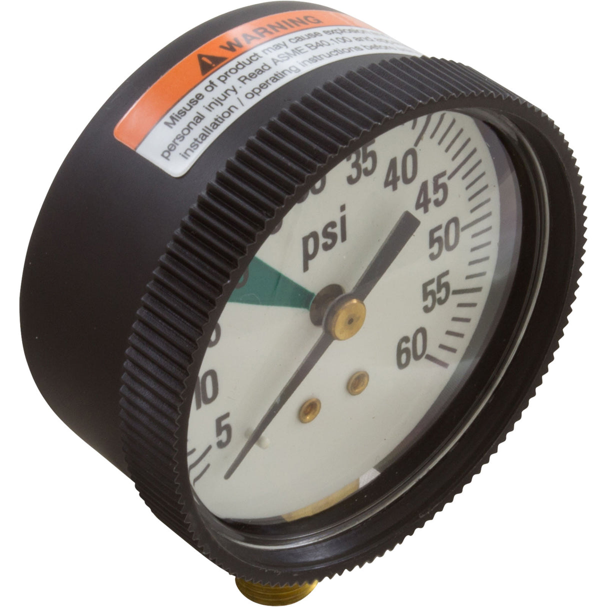 Pressure Gauge, Zodiac Ray-Vac/DM Hose, 60 psi, Bottom Mount : R0377700 - Jandy/Laars/Zodiac - 052337019057 - PartsForSpas.com
