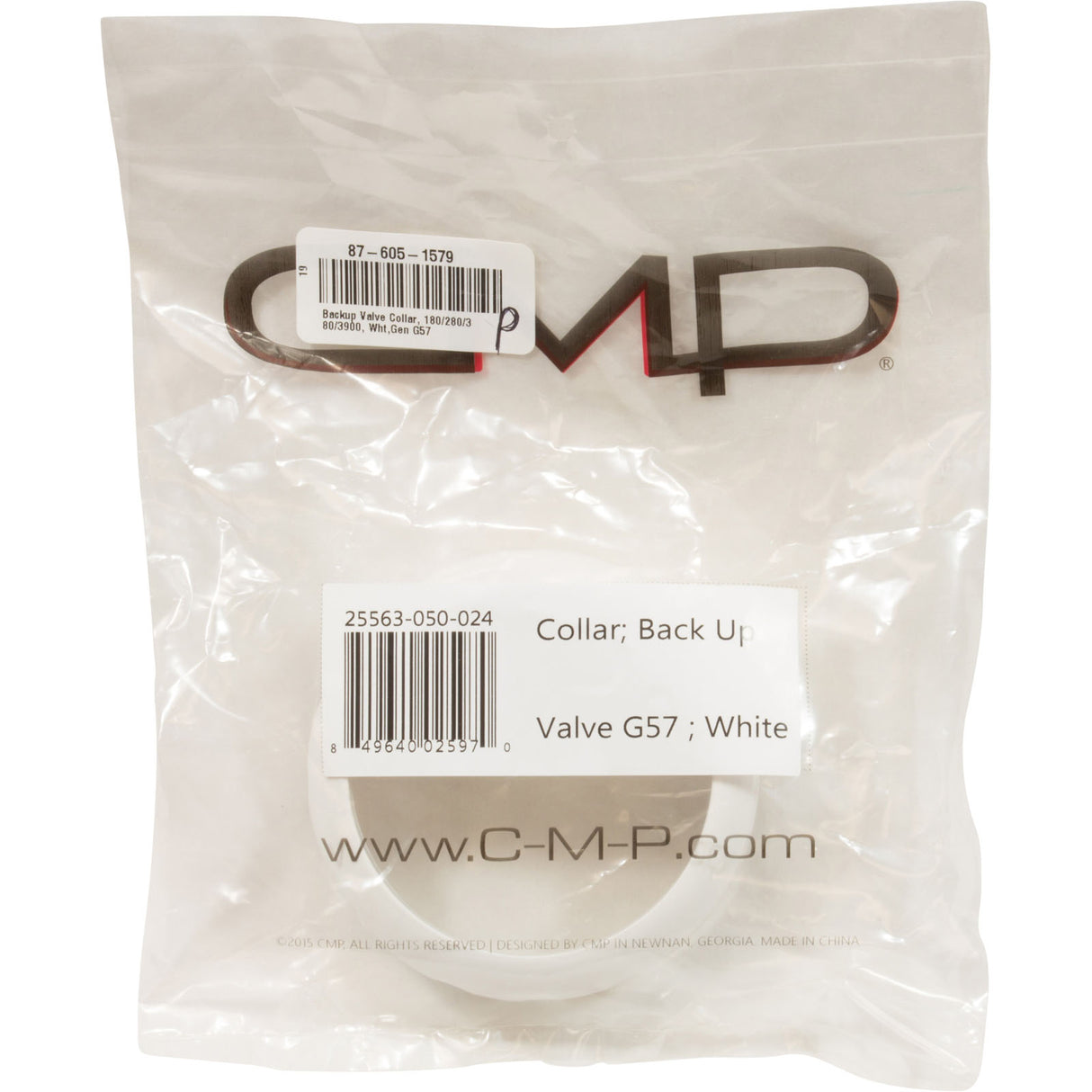 Backup Valve Collar, 180/280/380/3900, Wht, Gen G57 : 25563-050-024 - Custom Molded Products - 849640025970 - PartsForSpas.com
