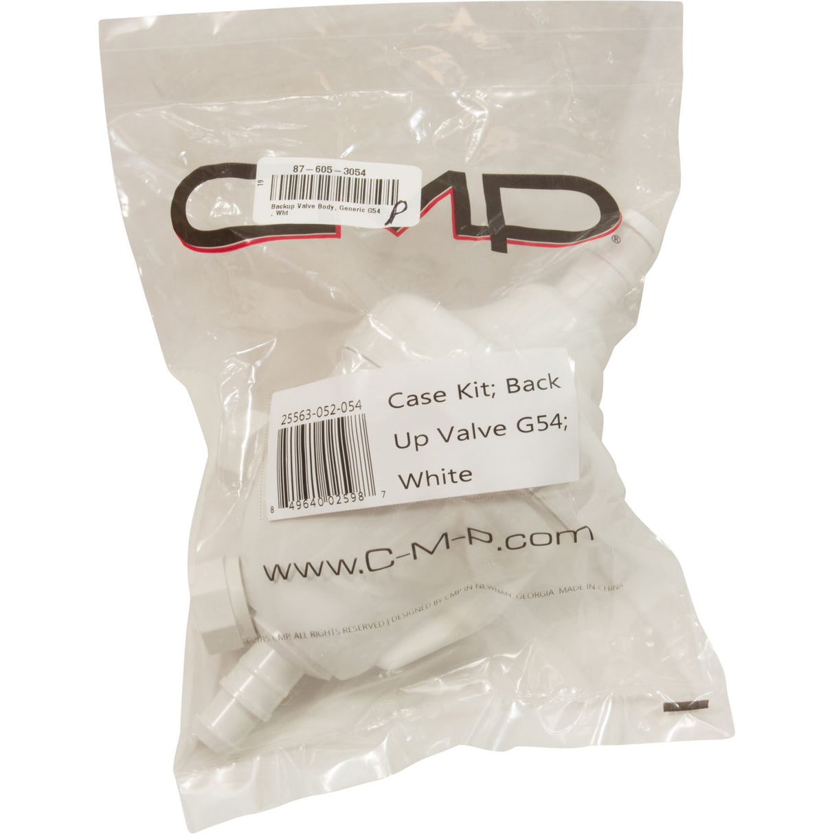 Backup Valve Body, Generic G54, Wht : 25563-052-054 - Custom Molded Products - 849640025987 - PartsForSpas.com