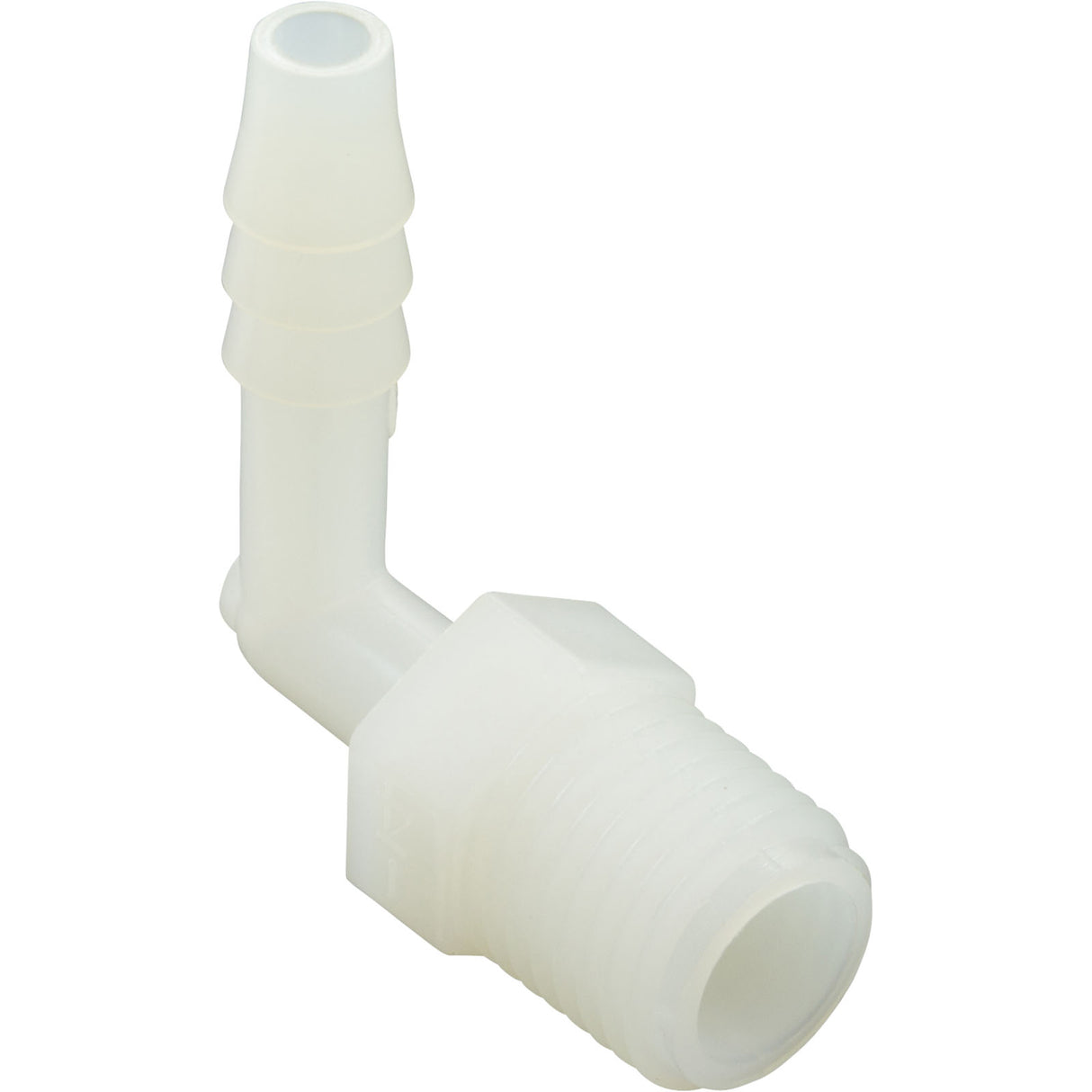 Barb Adapter, 1/4"b x 1/4"mpt, 90 Degree, Nylon : 63194