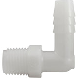 Barb Adapter, 3/8"b x 1/4"mpt, 90 Degree, Nylon : 63102