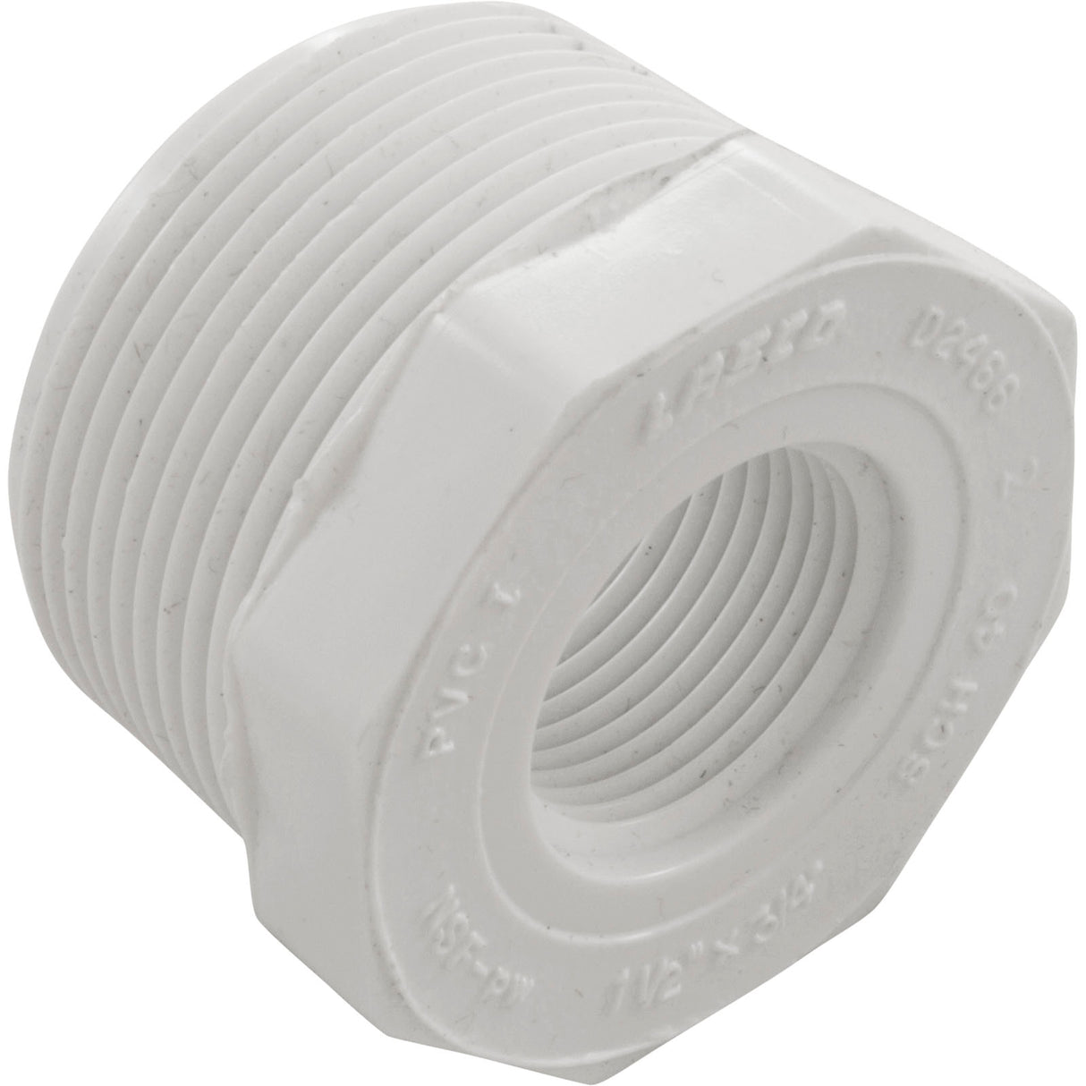 Reducer, Lasco, 1-1/2"mpt x 3/4"fpt, SCH40 PVC : 439-210