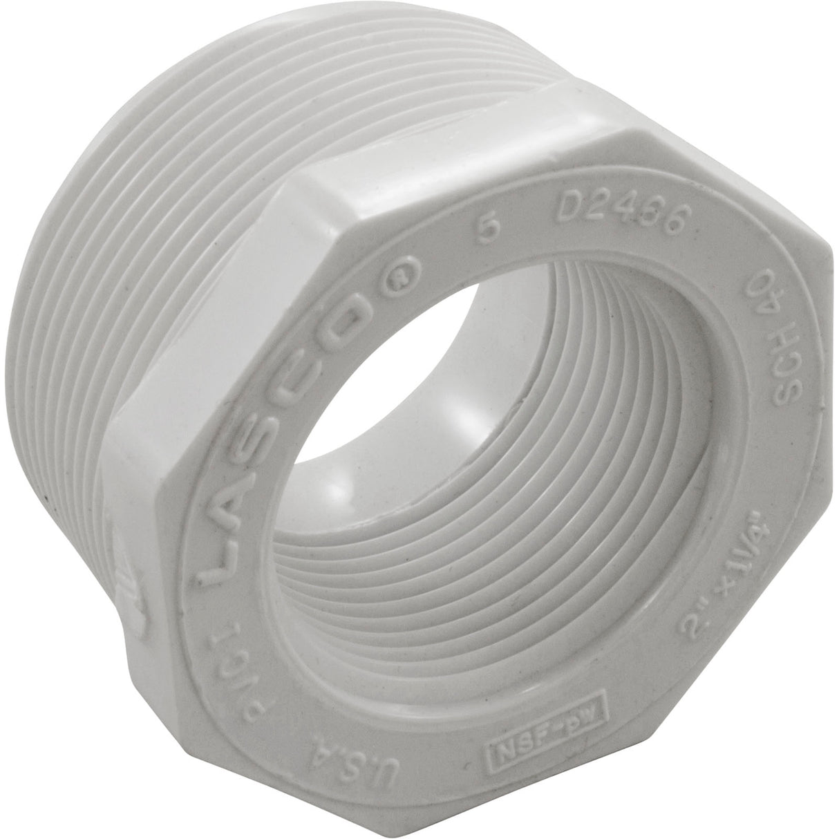 Reducer, Lasco, 2"mpt x 1-1/4"fpt, PVC, SCH40 : 439-250