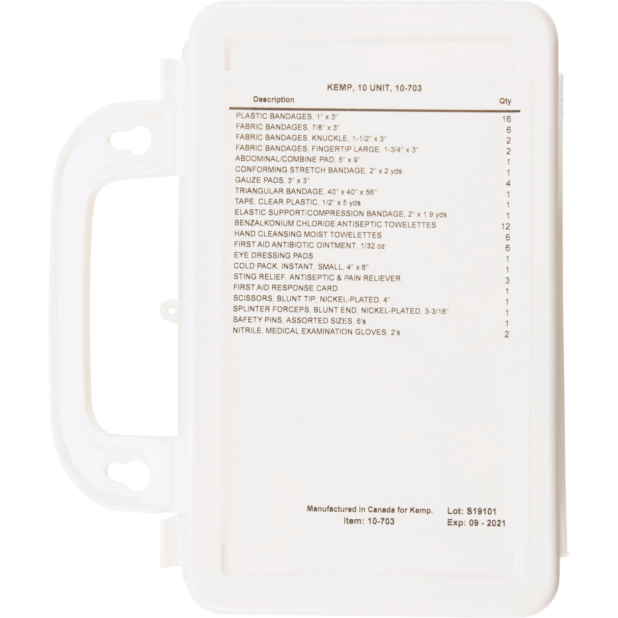 First Aid Kit, Kemp, 10 Person Unit : 10-703 - Kemp USA - 819386011032 - PartsForSpas.com