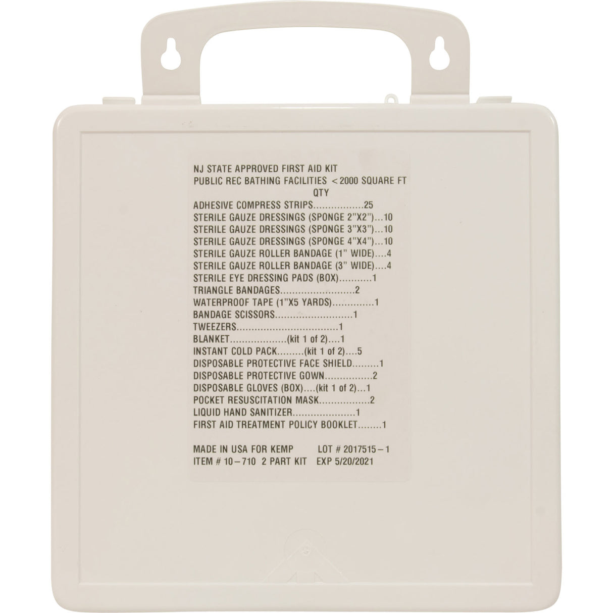 First Aid Kit, Kemp, NJ Approved, Less Than 2000 sq ft : 10-710 - Kemp USA - 819386012206 - PartsForSpas.com