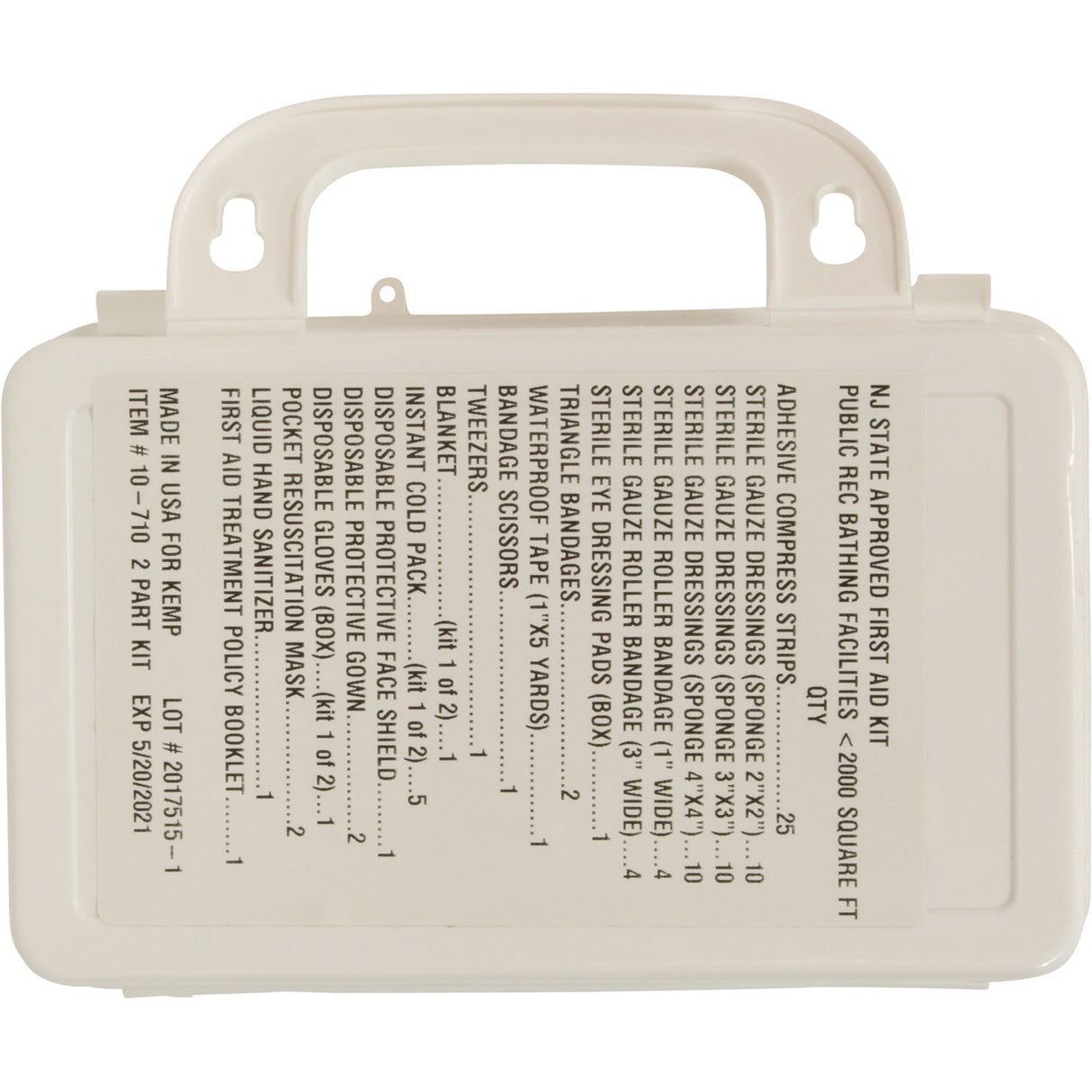 First Aid Kit, Kemp, NJ Approved, Less Than 2000 sq ft : 10-710 - Kemp USA - 819386012206 - PartsForSpas.com