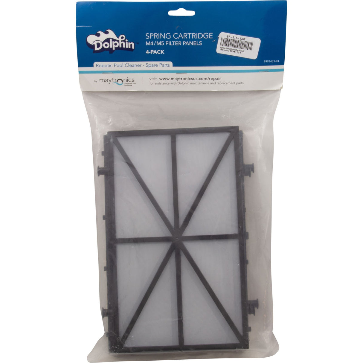 Spring Cartridge Filter Panel, Maytronics M4/M5, Qty 4 : 9991433-R4